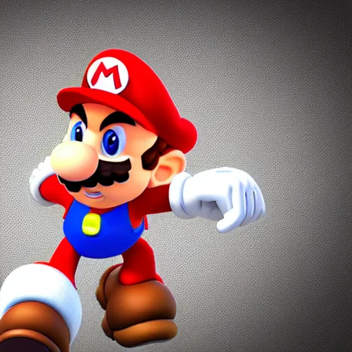 Image similar to a 3 d render of mario with sonic's hair