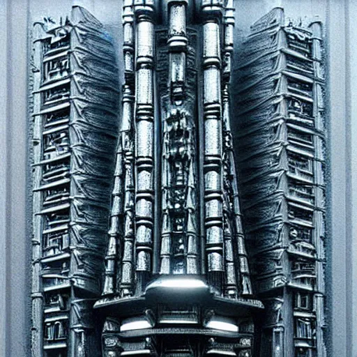 Image similar to highly advanced futurescape, intricate, high detailed, superstructures, elegant architecture, 8k, 144mm full shot, cinematic :: H.R. Giger ::