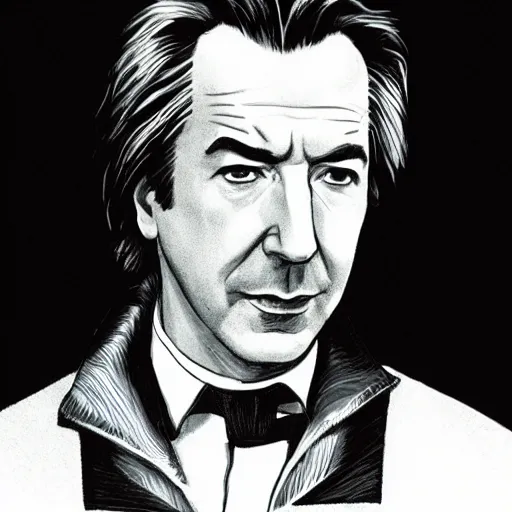 Image similar to alan rickman retro minimalist portrait! moebius starwatcher comic by jean giraud, portrait 8 k