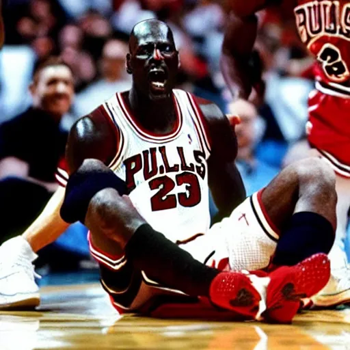 Image similar to michael jordan having an anxiety attack