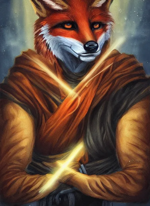 Prompt: A fantasy comic book style portrait painting of a fox person in monk clothing training martial arts, DAZ, hyperrealistic, ambient light, dynamic light