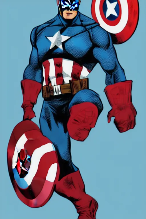 Image similar to Captain America high quality digital painting in the style of Alan Davis