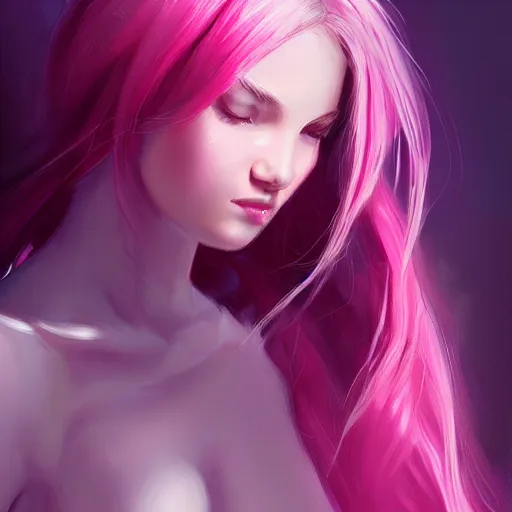 Image similar to teen girl, pink hair, gorgeous, amazing, elegant, intricate, highly detailed, digital painting, artstation, concept art, sharp focus, illustration, art by Ross tran