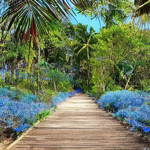 Image similar to blue jungle on purple beach