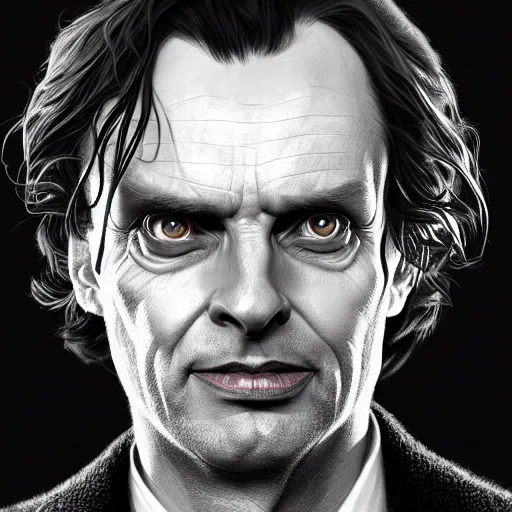 Image similar to symmetry!! intense portrait of jack torrance, intricate, elegant, highly detailed, my rendition, digital painting, artstation, concept art, smooth, sharp focus, illustration, art by artgerm and greg rutkowski and alphonse mucha