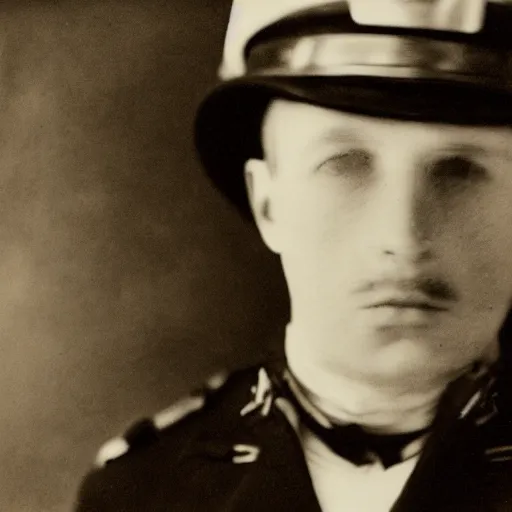 Prompt: close up portrait of a policeman police officer photo by Diane Arbus and Louis Daguerre