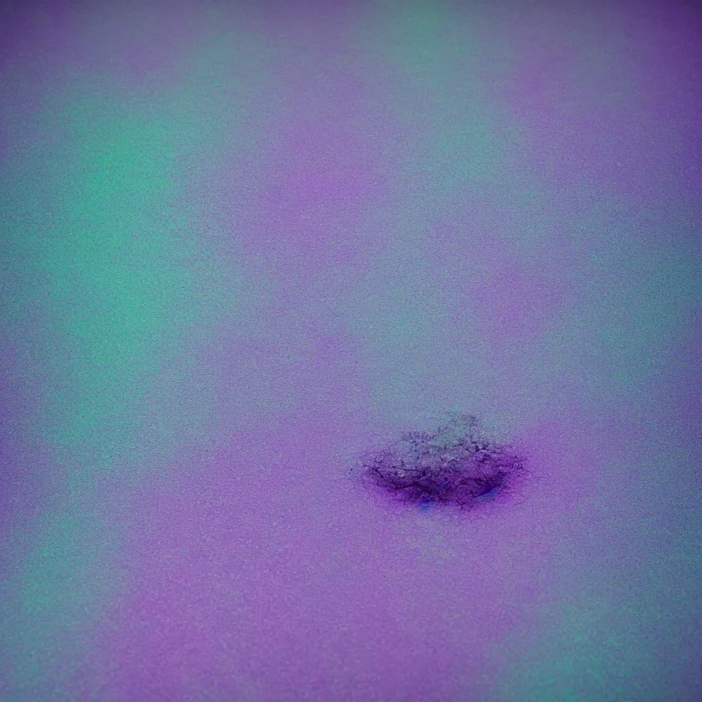 Image similar to cinestill close - up of iridiscent oil slick corpses connected by tubes to wax technical forms relaxing on yoga mat, faded, iridiscent gradient, purple fog, depth of field, blur, very detailed, by nadav kander and hans bellmer, 8 k, ultrarealistic, sad atmosphere, cinematic, 8 5 mm lens