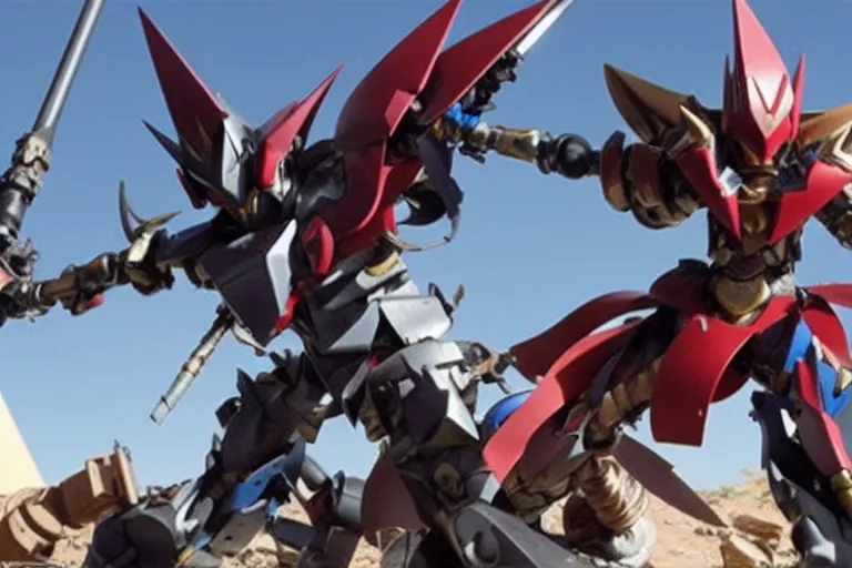 Prompt: gurren lagann in a still from the movie district 9 ( 2 0 0 9 ) directed, by neill blomkamp