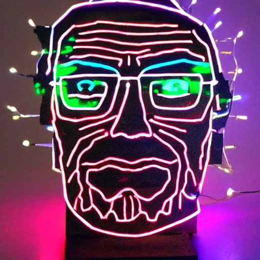 Prompt: walter white made out of christmas lights