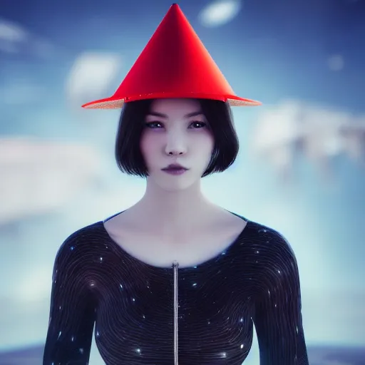Prompt: a portrait of a beautiful woman standing by a space ship by zhang jingna, long hair, aged 2 5, swedish, wearing a travel hat, photo realistic, real life, photograph, 3 5 mm, octane render, trending on artstation