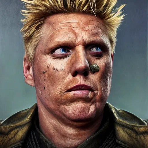 Prompt: hyperrealistic mixed media high resolution painting of Gary Busey Emperor !Star Wars!, stunning 3d render inspired art by Jamie Salmon and WForrest and Greg Rutkowski, perfect facial symmetry, dim volumetric lighting, 8k octane beautifully detailed render, full body shot, post-processing, extremely hyper-detailed, intricate, epic composition, highly detailed attributes, highly detailed atmosphere, cinematic lighting, masterpiece, trending on artstation, very very detailed, masterpiece, stunning, flawless completion, lifelike texture, perfection,