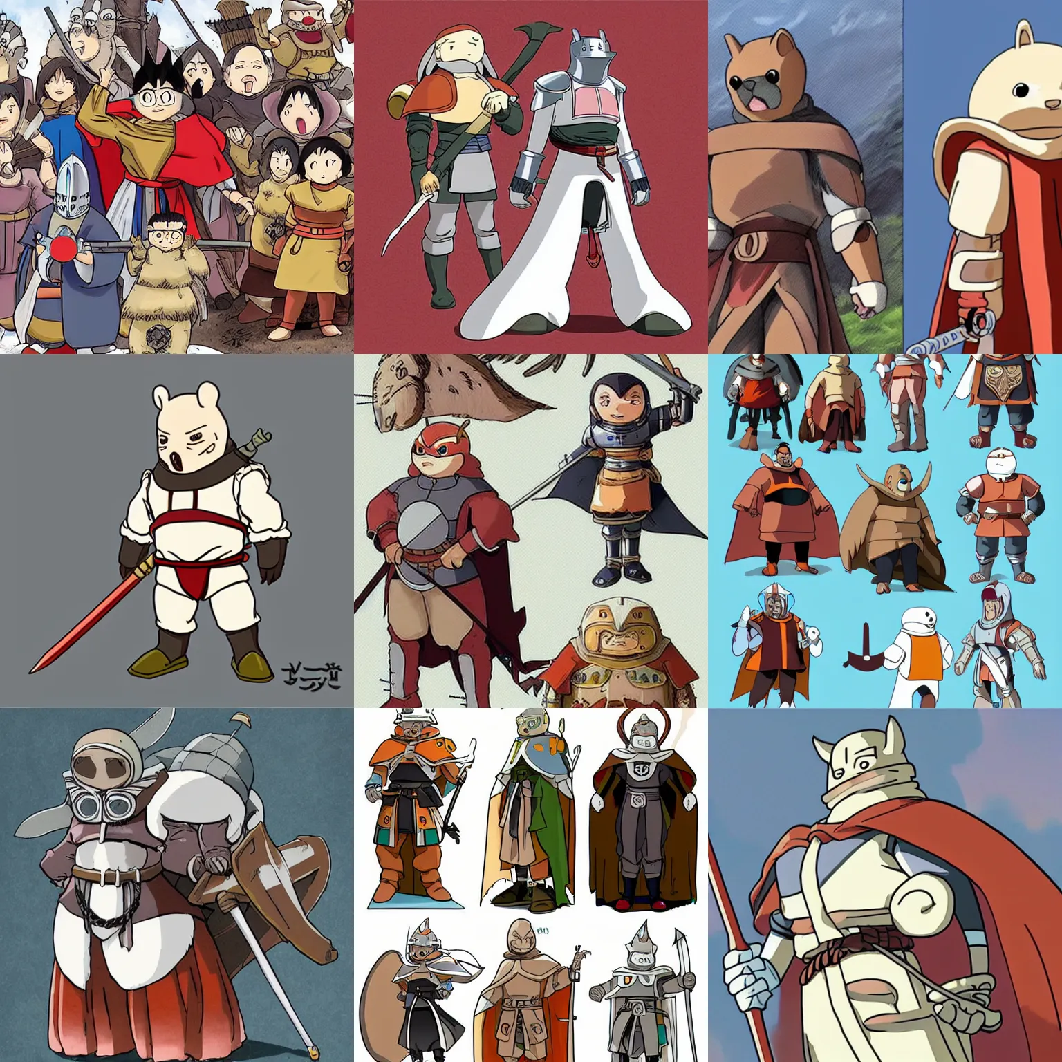 Prompt: medieval holy crusader character design, anthropomorphic beaver, beloved Akira Toriyama character, studio ghibli, trending