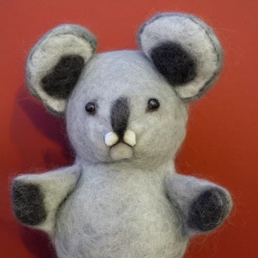 Image similar to a needle felted koala, needle felting art.