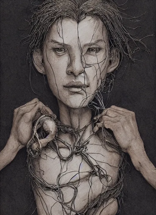 Prompt: portrait, A wooden puppet, strings attached to a floating anatomical heart, watercolor, dramatic lighting, cinematic, establishing shot, extremely high detail, foto realistic, cinematic lighting, pen and ink, intricate line drawings, by Yoshitaka Amano, Ruan Jia, Kentaro Miura, Artgerm, post processed, concept art, artstation, matte painting, style by eddie mendoza, raphael lacoste, alex ross