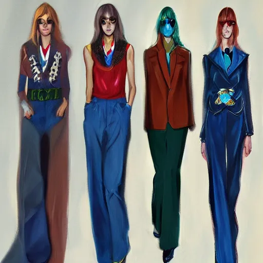 Image similar to 1970 covid fashion, gucci catwalk, oil painting, digital art, ultradetailed, artstation