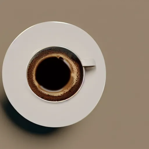 Image similar to : sloppy old cup of coffee with coffee flyingout the cup unrealengine ,cinematic, hyper realism, high detail, octane render, 8k