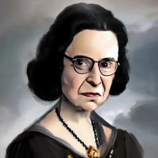 Image similar to portrait of a young ruth bader ginsberg as yennefer from the witcher