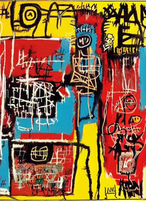 Prompt: love war and apocalypse, jean - michel basquiat