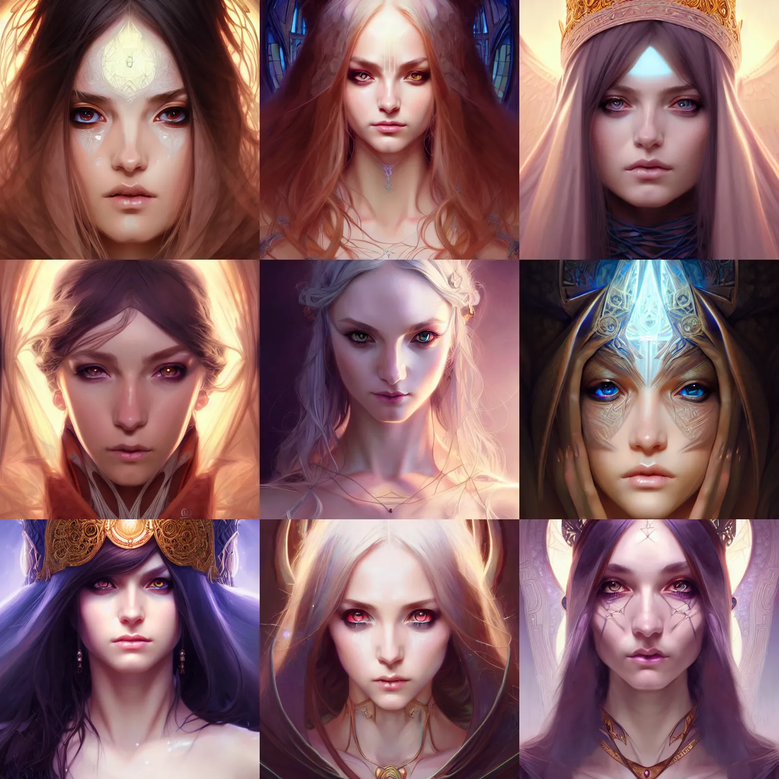 Prompt: beautiful sorceress, symmetric eyes, close portrait, anime!!, fantasy, ultra detailed, elegant, intricate, dynamic lighting, hyperrealism, digital art, digital painting, artstation, wlop, sharp focus, illustration, art by artgerm and greg rutkowski and alphonse mucha, 8 k