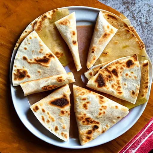 Prompt: quesadilla with pear slices in it