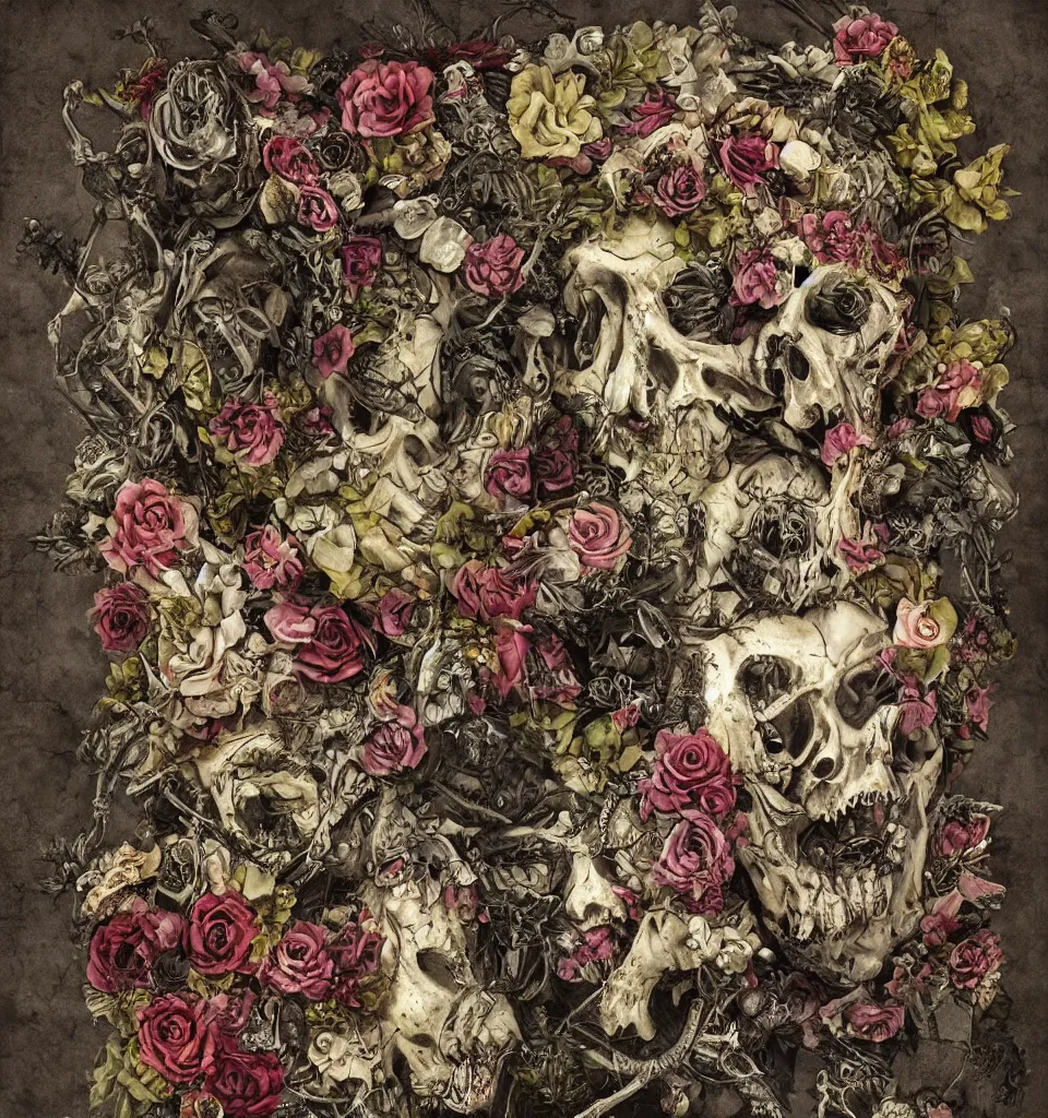 Image similar to zombie, punk, male, fruit and flowers, botanical, vanitas, sculptural, baroque, rococo, intricate detail, spiral, ornamental, decomposing