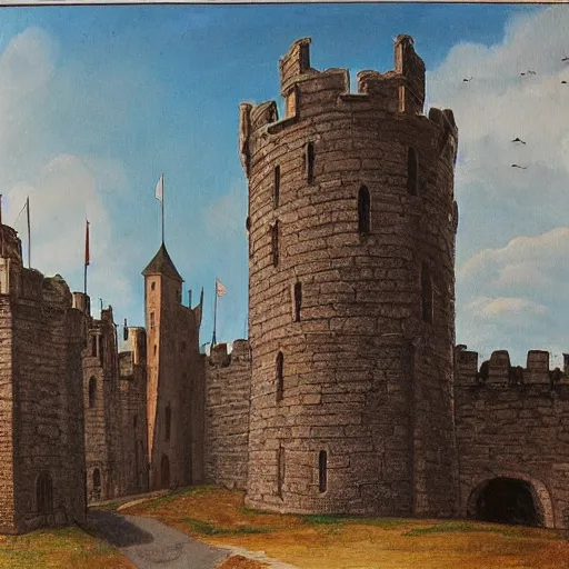 Prompt: five medieval towers, art station