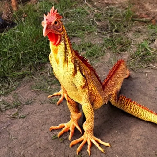 Prompt: chicken lizard hybrid