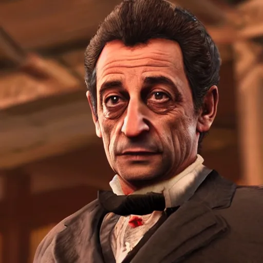 Prompt: Nicolas Sarkozy in red dead redemption 2 4K quality