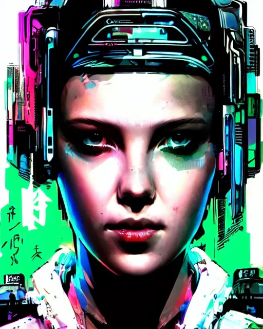 Prompt: epic portrait of cyberpunk millie bobby brown by yoji shinkawa