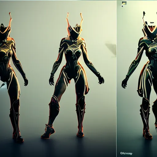 Image similar to female warframe made out of mirrors!!!!!!!!!!!!!, 8k resolution, high detail, ULTRA REALISTIC VFX, reflections, octane render