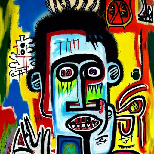 Image similar to detailed abstract neo expressionism chaotic oil painting of sad boy business man depressed with tattoos by basquiat