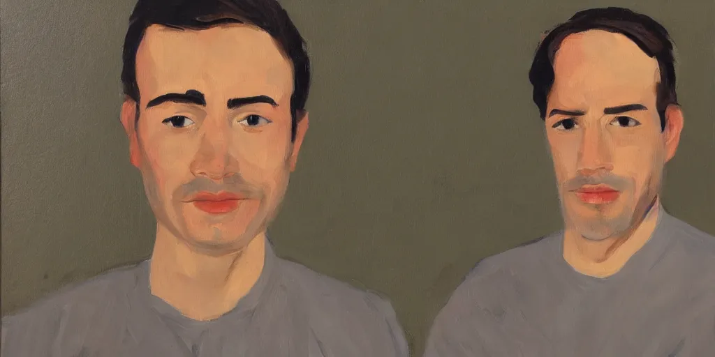 Image similar to a portrait of a cute spanish man, oil painting by alex katz, trending on artstation