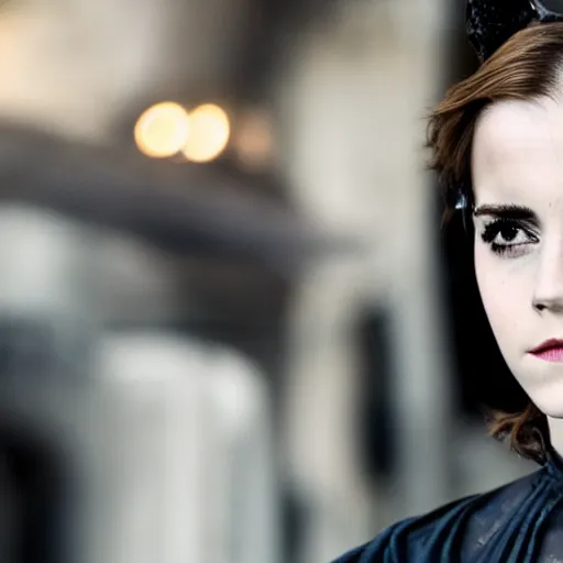 Prompt: Emma Watson as Catwoman, XF IQ4, f/1.4, ISO 200, 1/160s, UHD, microdetails, Sense of Depth, AI enhanced, HDR, in-frame