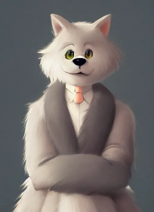 Image similar to sophisticated, adorable, brilliant, elegant, pastel texture, matte painting, sophisticated, cutest fuzzy furry portrait of an anthropomorphic cartoon fursona, trending on pixiv