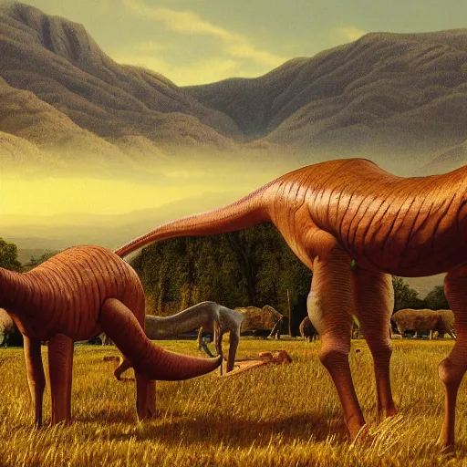 Prompt: big valley, photorealistic, by ul de rico, diplodocus