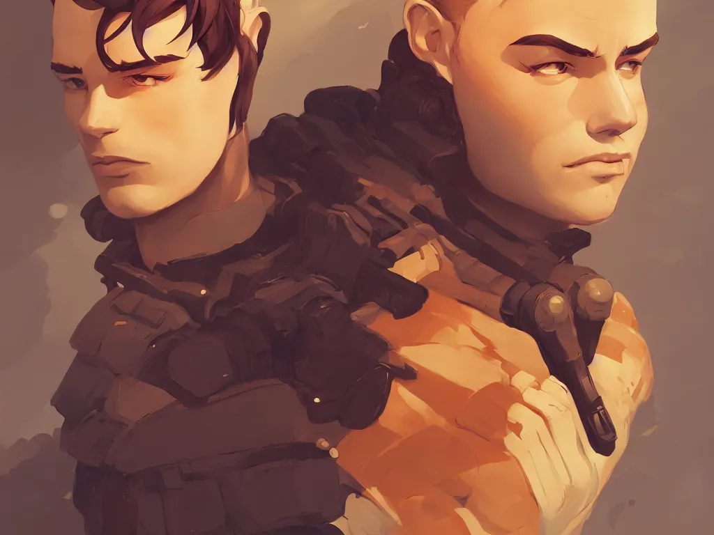 Image similar to soldier, smooth face, centered median photoshop filter cutout vector behance hd by artgerm, jesper ejsing, by rhads, makoto shinkai and lois van baarle, ilya kuvshinov, rossdraws, illustration, art by ilya kuvshinov and gustav klimt