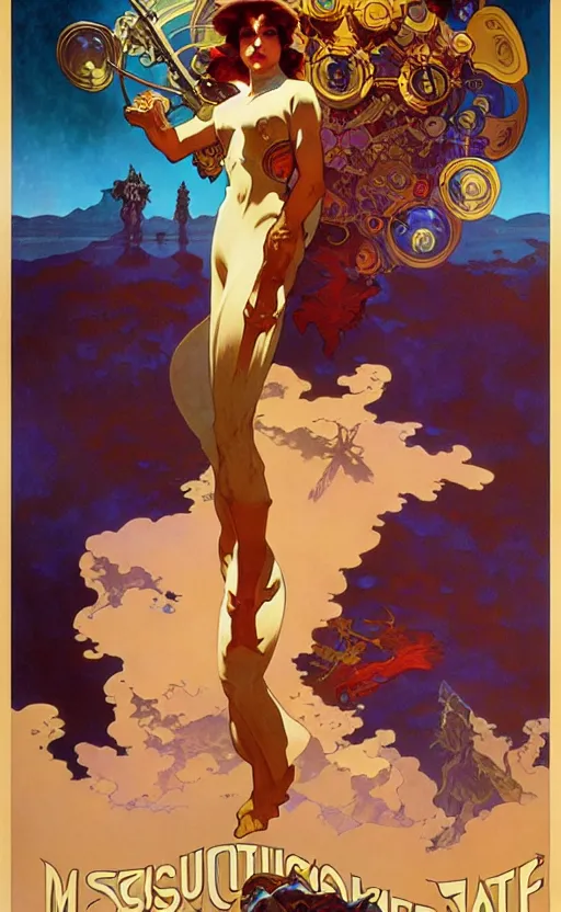 Image similar to exquisite imaginative scifi poster art, movie art, by lucusfilm, weta studio, alphonso mucha, james jean, frank frazetta, 8 k, denoised, sharp, crisp, high quality, cinematic