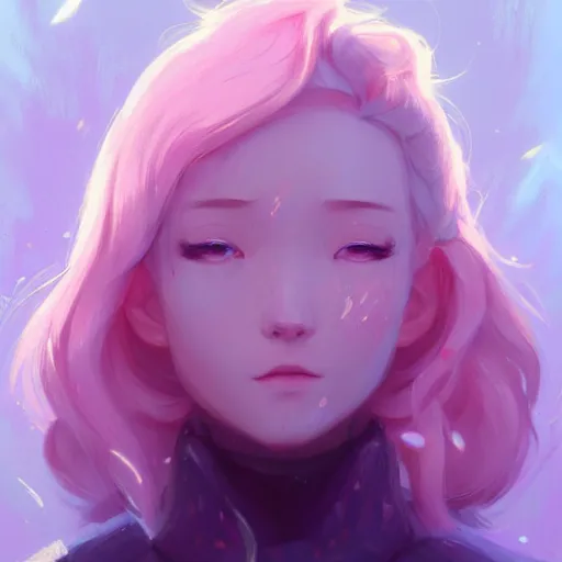 Image similar to a portrait of wlop, pastel pink, art by lois van baarle and loish and ross tran and rossdraws and sam yang and samdoesarts and artgerm and saruei and disney and wlop, digital art, highly detailed, intricate, sharp focus, trending on artstation hq, deviantart, unreal engine 5, 4 k uhd image