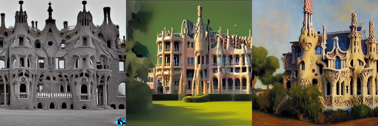 Prompt: a manor by Antoni Gaudí