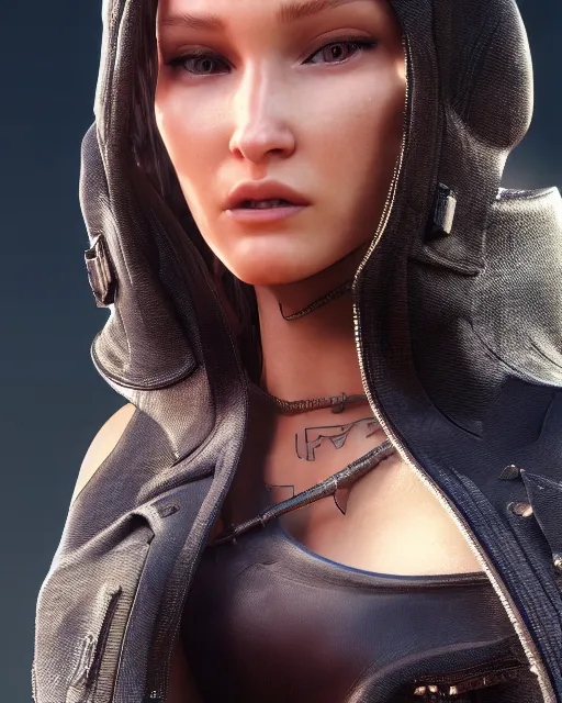 Image similar to a highly detailed metahuman 8 k close up render of bella hadid trending on artstation made in unreal engine 4
