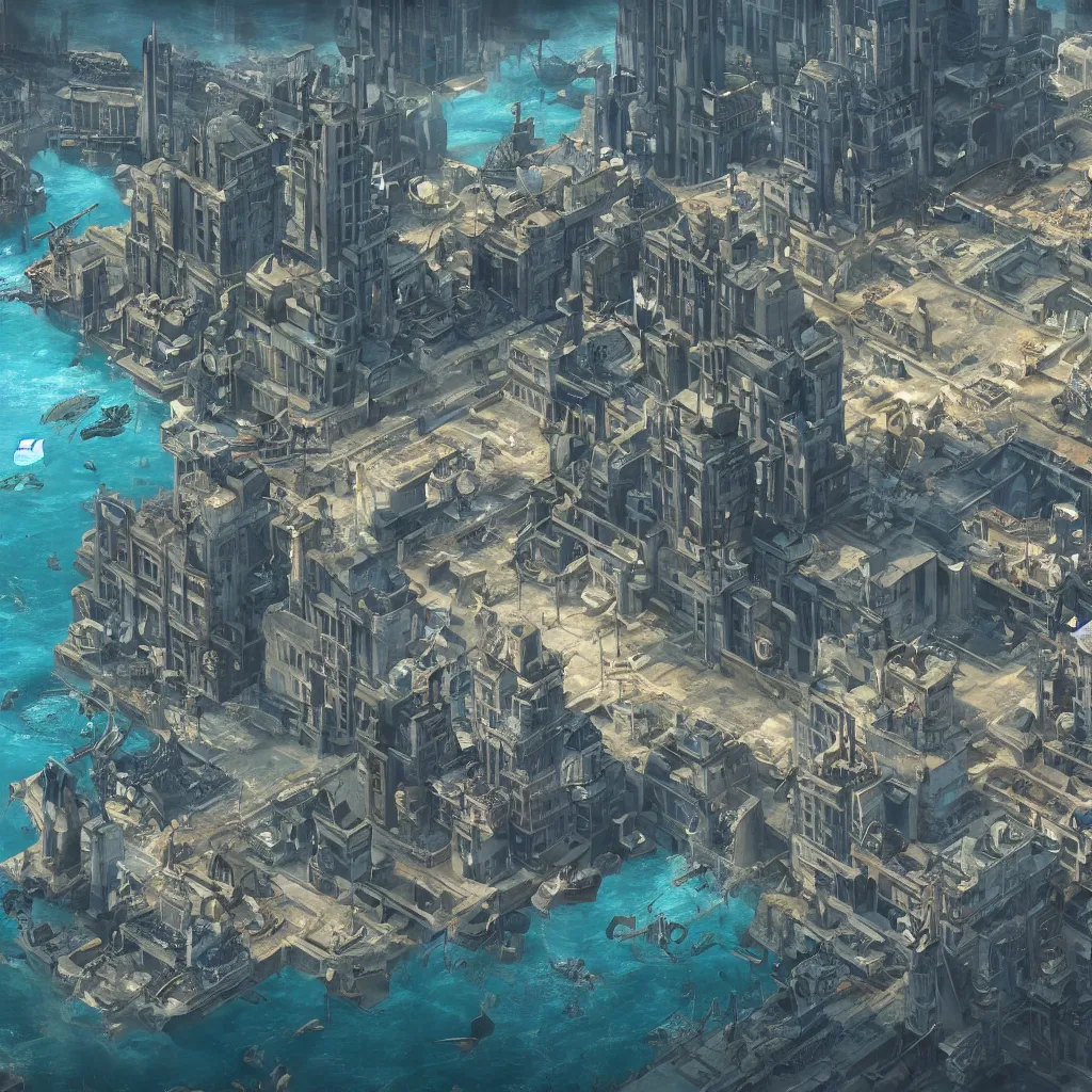 Prompt: A beautiful painting of a 30s city at the bottom of the sea,highly realistic, hyper detailed,cinematic,4k,digital art,unreal engine 5