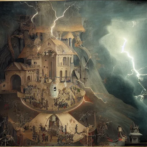 Prompt: by bosch, saint of the pit, divine, highly detailed, dramatic lightning, octane render