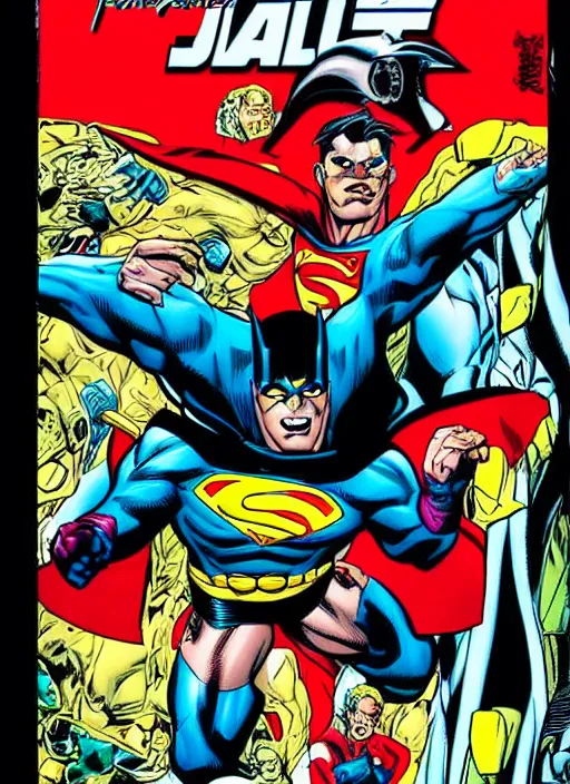 Image similar to 1 9 9 8 issue of jla cover depicting kyle raynor by ed mcguinness, masterpiece ink illustration,