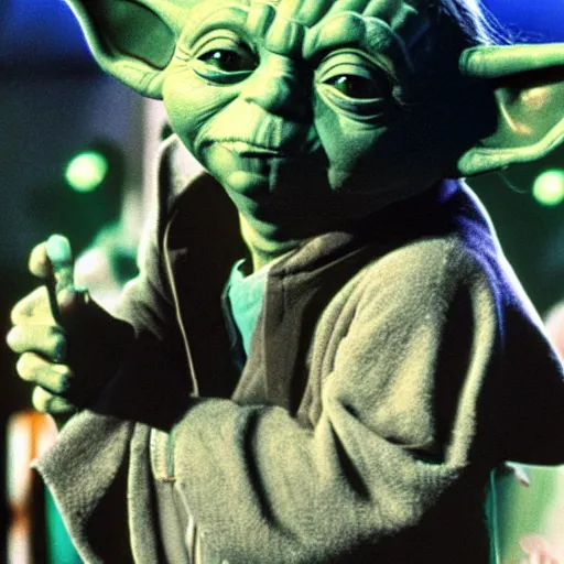 Image similar to yoda performing at woodstock