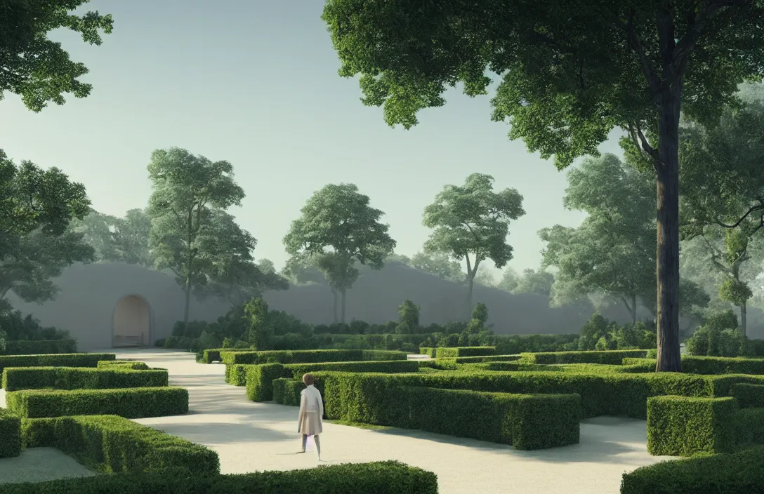 Image similar to form has depth as well as width and height. three - dimensional form is the basis royal garden design by andre le notre umbrian hills dissolving into mist under a limpid blue sky implicit link is made between render by gregory crewdson