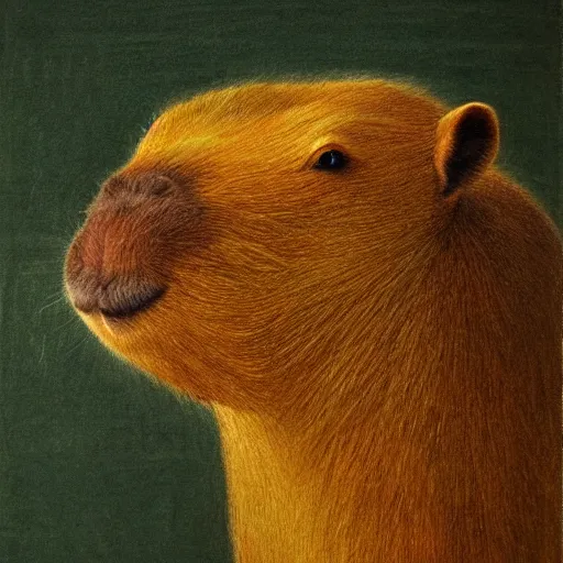 Image similar to capybara, gentleman, portrait, painting, vivid colours, Renaissance, detail,