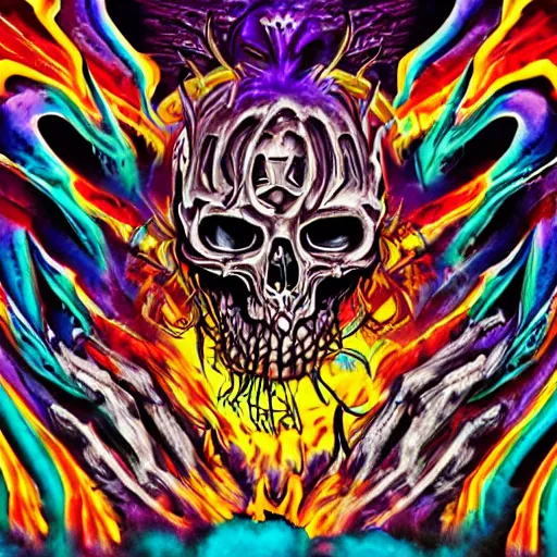 Image similar to colorful heavy metal band album art