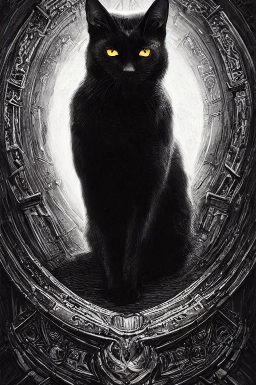 Prompt: artstation concept of a black cat as the dark lord sauron, dark mordor background, evil and dark, hyperdetailed, artstation trending, world renowned artists, worth1000.com, historic artworks society, antique renewel, cgsociety, by greg rutkowski, by Gustave Dore, Deviantart