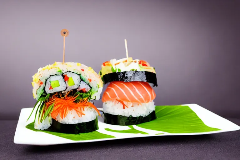 Image similar to sushi hamburger, commercial photography