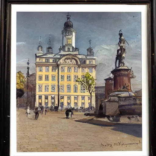 Image similar to stockholms old city in style of anders zorn